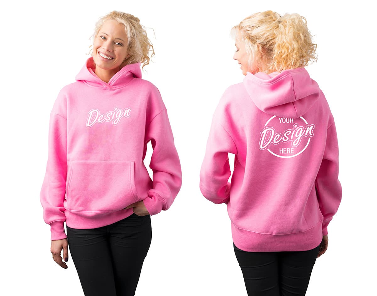 Hoodie Vorder- und Rückseite mit individuellem Schriftzug